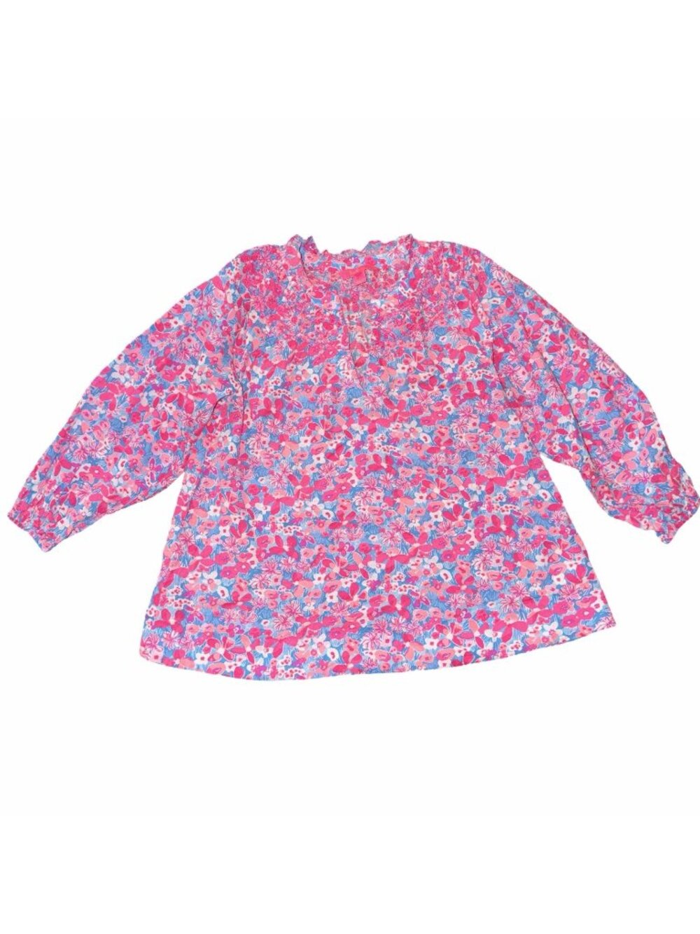 Lilly Pulitzer Lourdes 3/4 Sleeve Top Aurora Pink Smocked Baby Bloomer Size XS